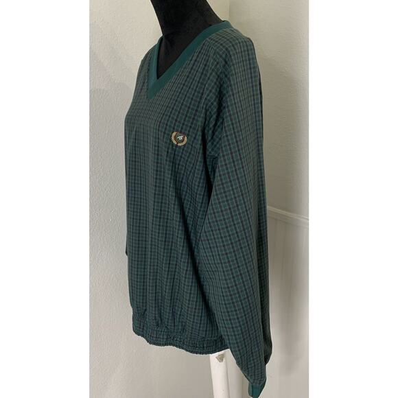 Vntg Equus Golf Mesh‎ Pullover Green Plaid Jacket Water Repellent Sz L Pocketsf - Picture 6 of 9
